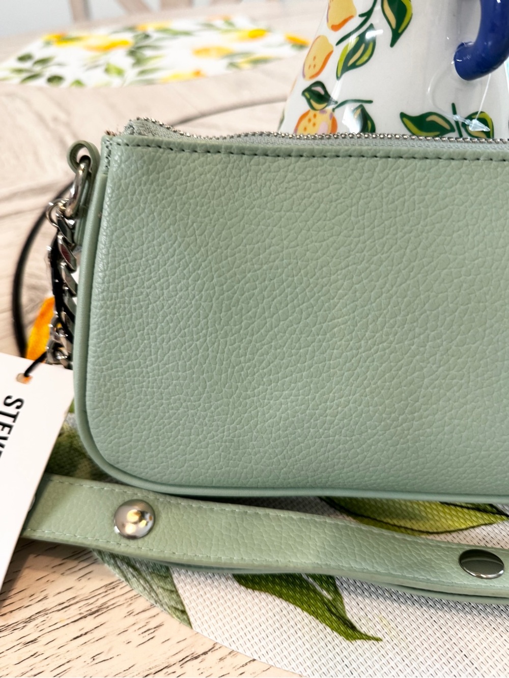 Steve Madden Bhayley Chain Mint Shoulder Bag Pebbled Faux Leather NWT - Picture 11 of 16